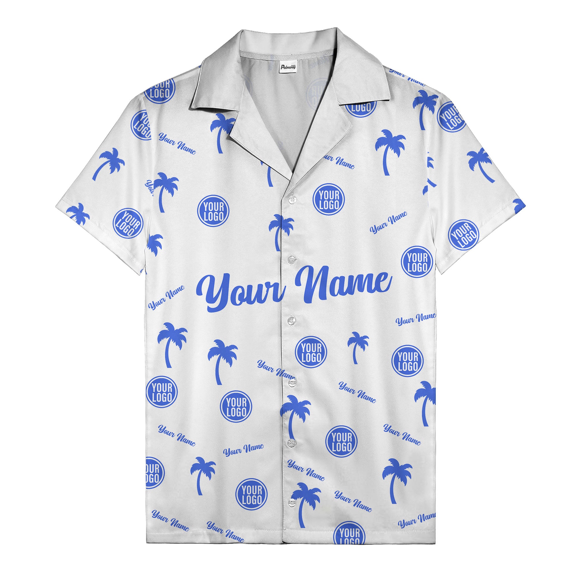 custom palm tree silhouette & name logo black white hawaiian shirt