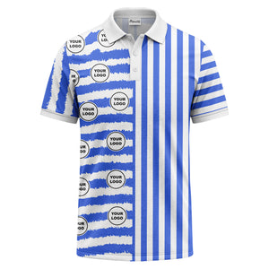 customizable black & white stripes with logo circles polo shirt