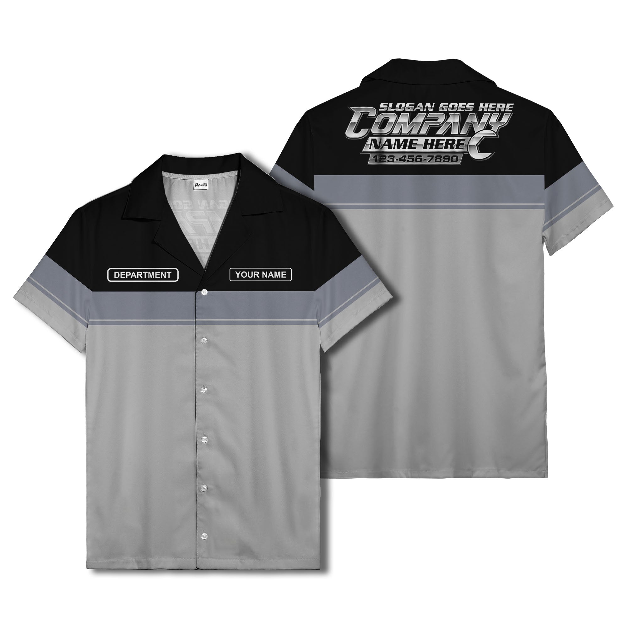 customizable department name gray stripe minimalist hawaiian shirt