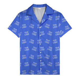 customizable repeat logo monochrome black hawaiian shirt for men