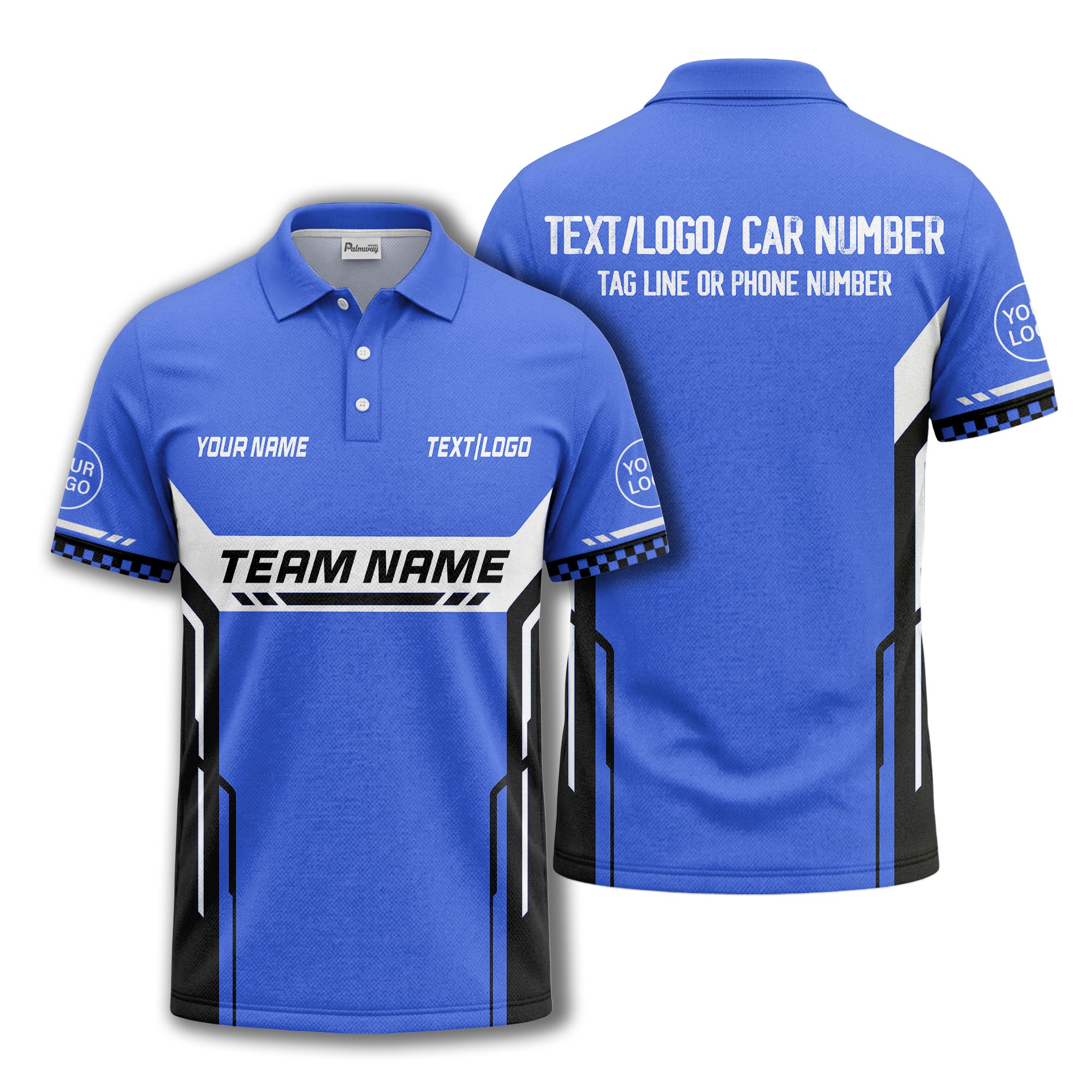 customizable team name geometric stripes polo shirt for men