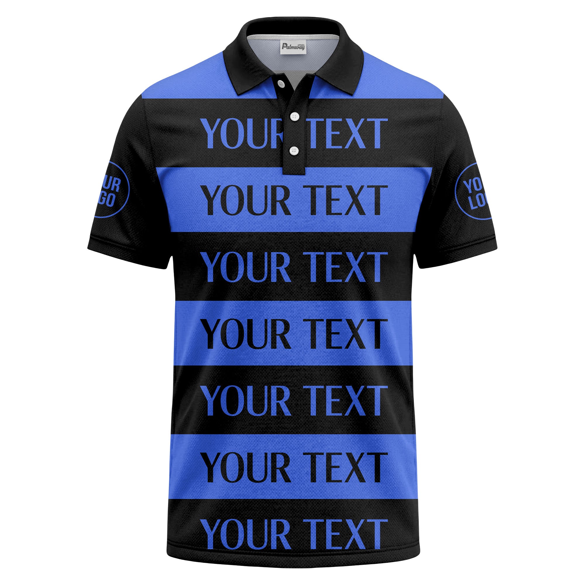 customizable text on bold horizontal stripes polo shirt