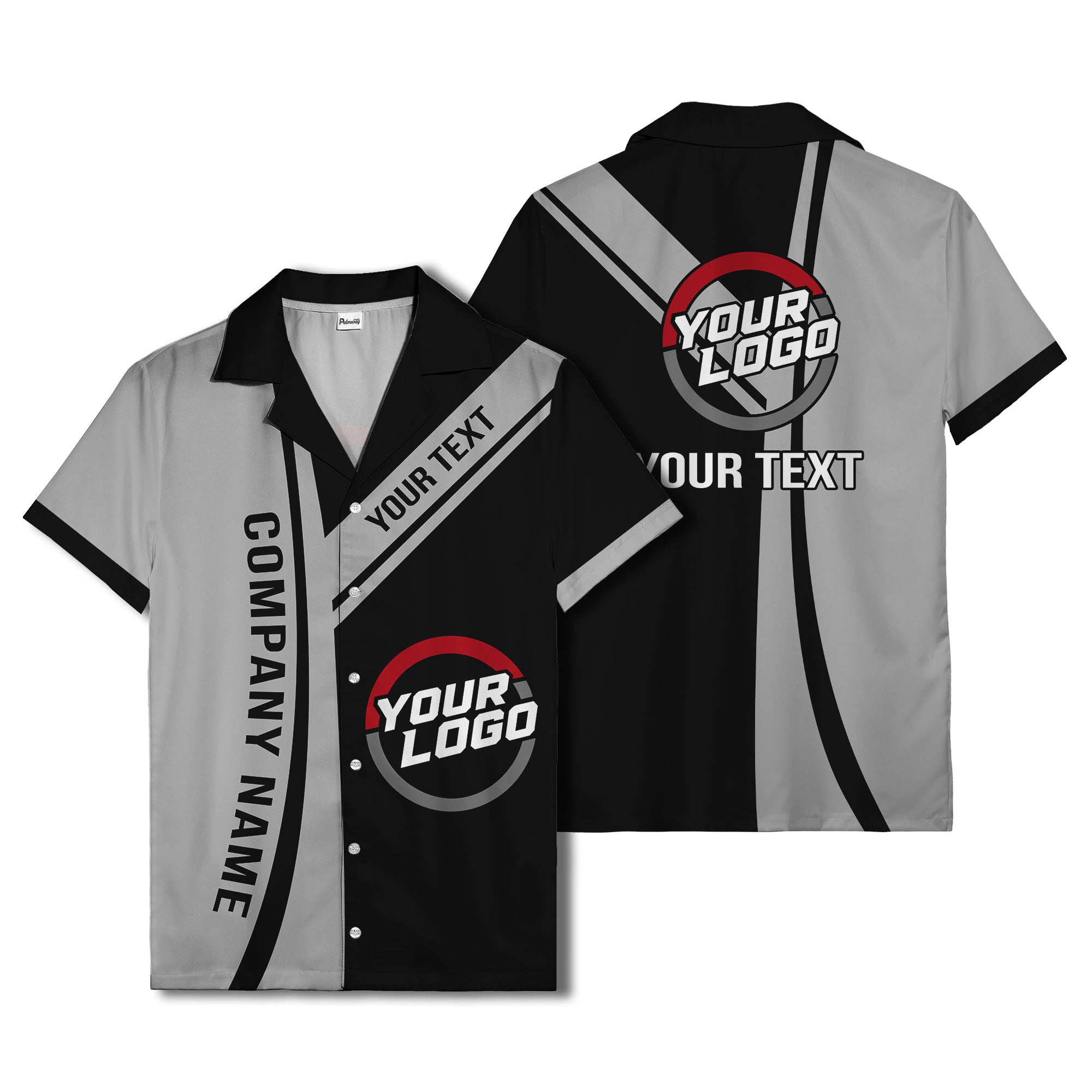 diagonal stripe custom logo company name hawaiian shirt for teams