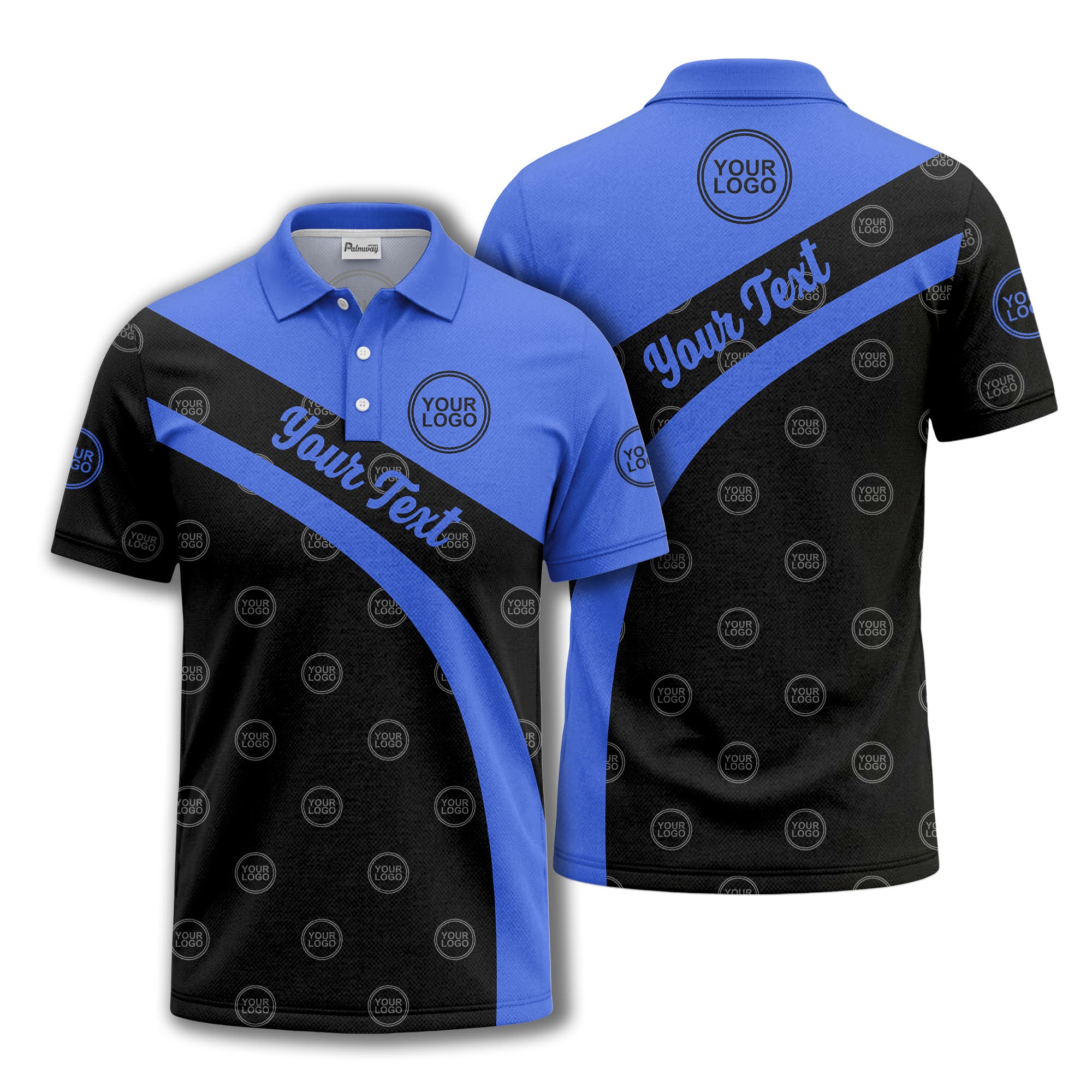 diagonal stripe custom logo golf polo shirt