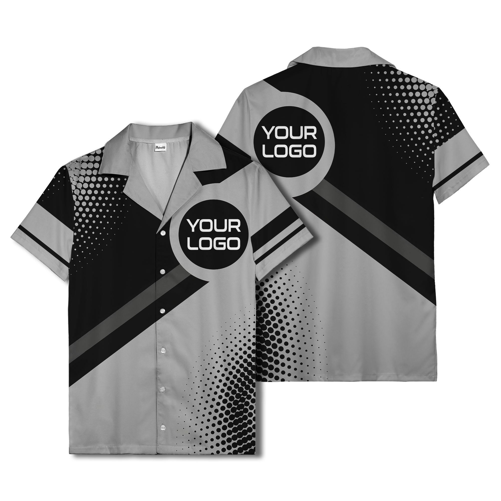 diagonal stripe logo modern hawaiian shirt