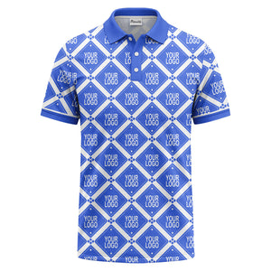 diamond grid logo repeat all over print polo shirt