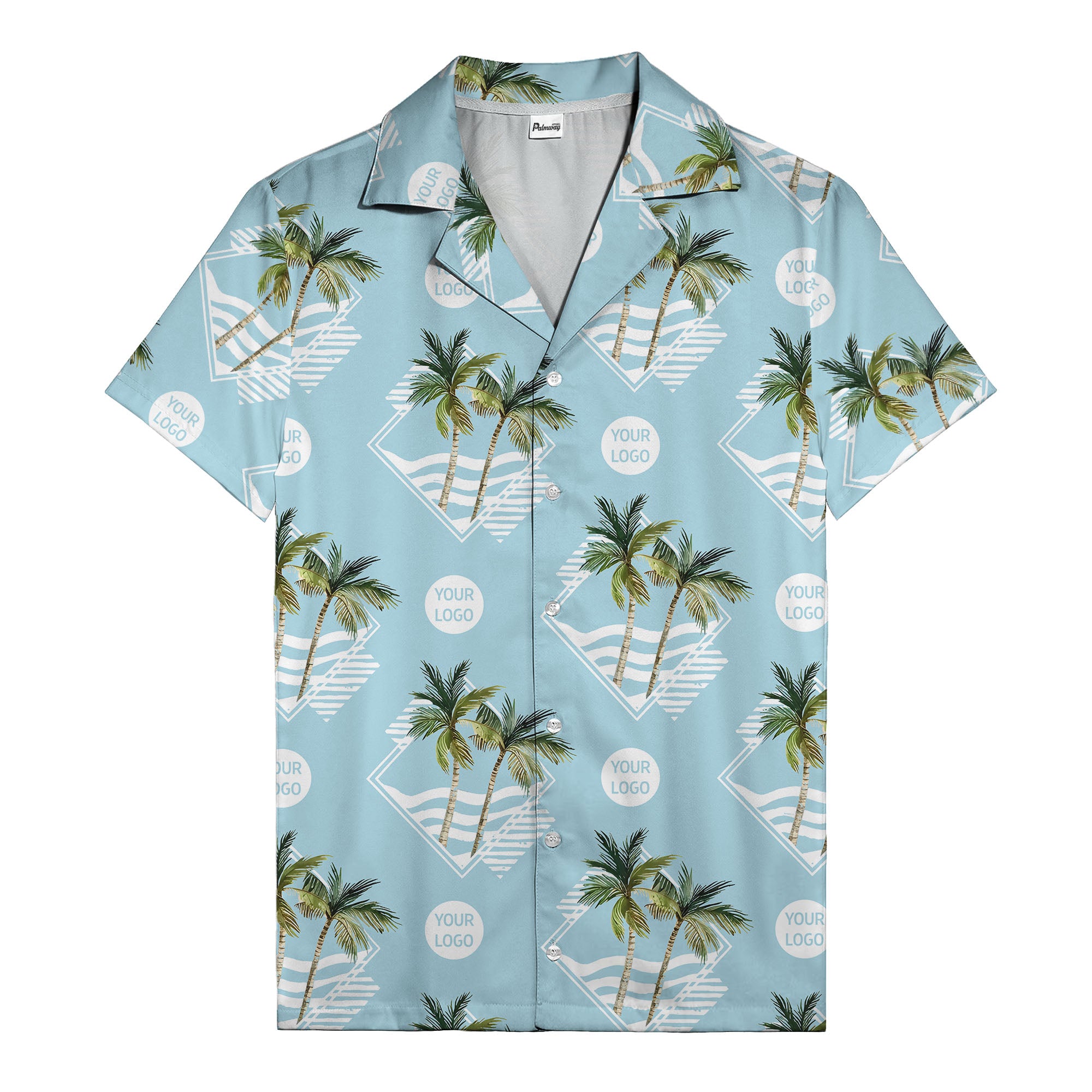 diamond waves & palm trees graphic hawaiian shirt for men
