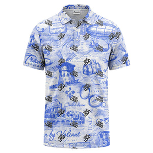 eiffel tower & airship sketched landmark polo shirt for men