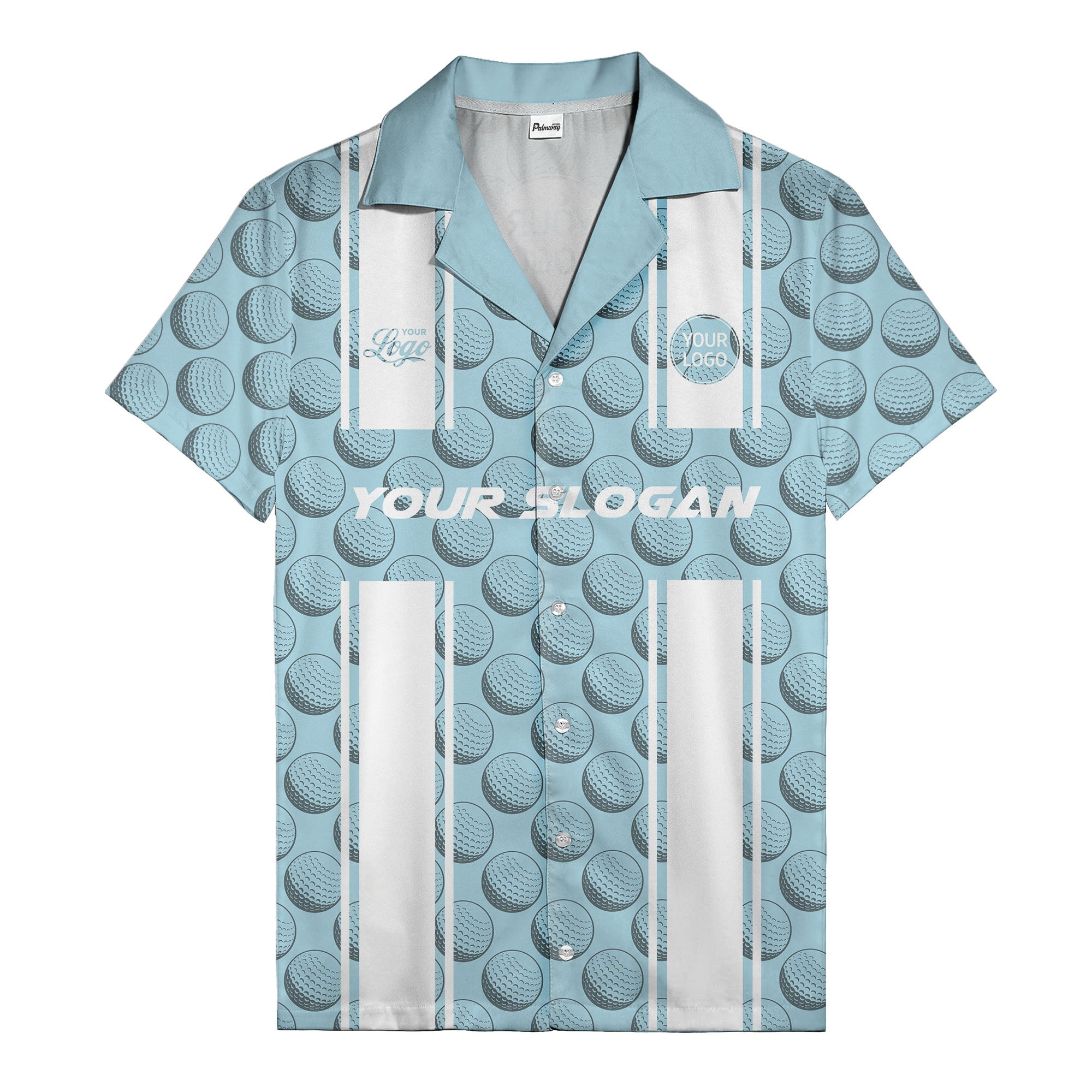 golf ball & white stripe repeat hawaiian shirt for golfers
