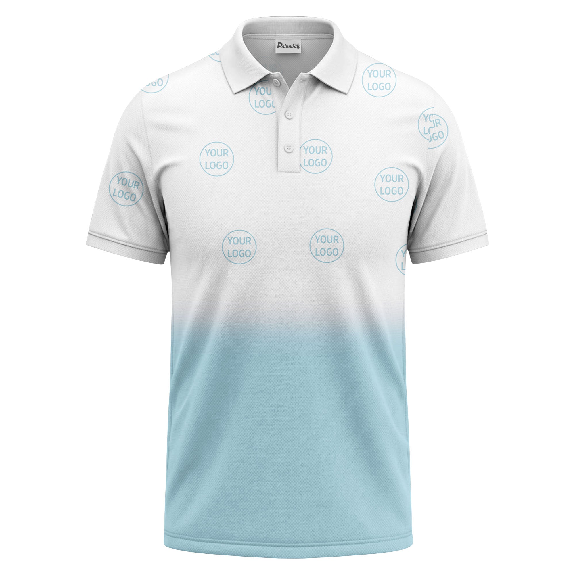 gradient black white custom logo repeat polo shirt