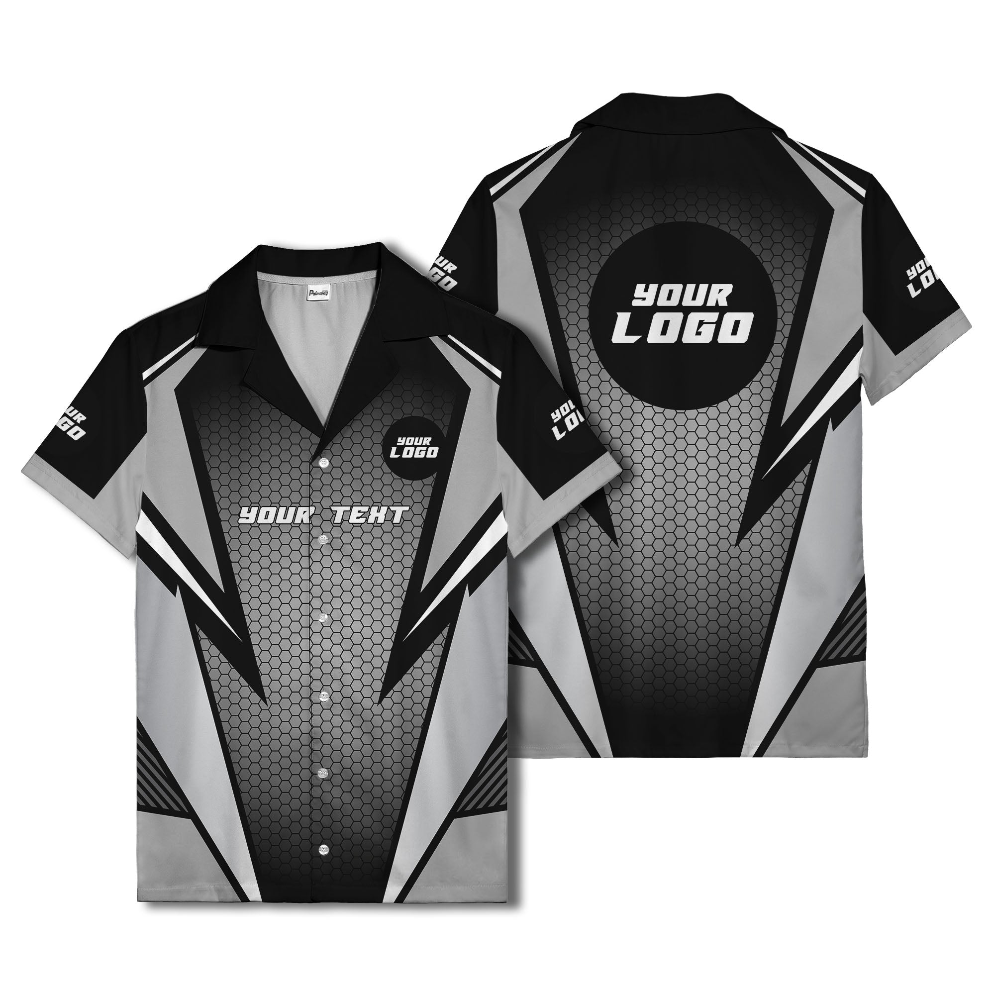 hexagon grid lightning bolt hawaiian shirt for men