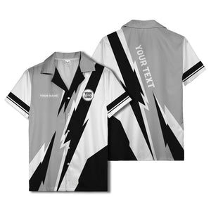 lightning bolt & diagonal stripe graphic hawaiian shirt for men