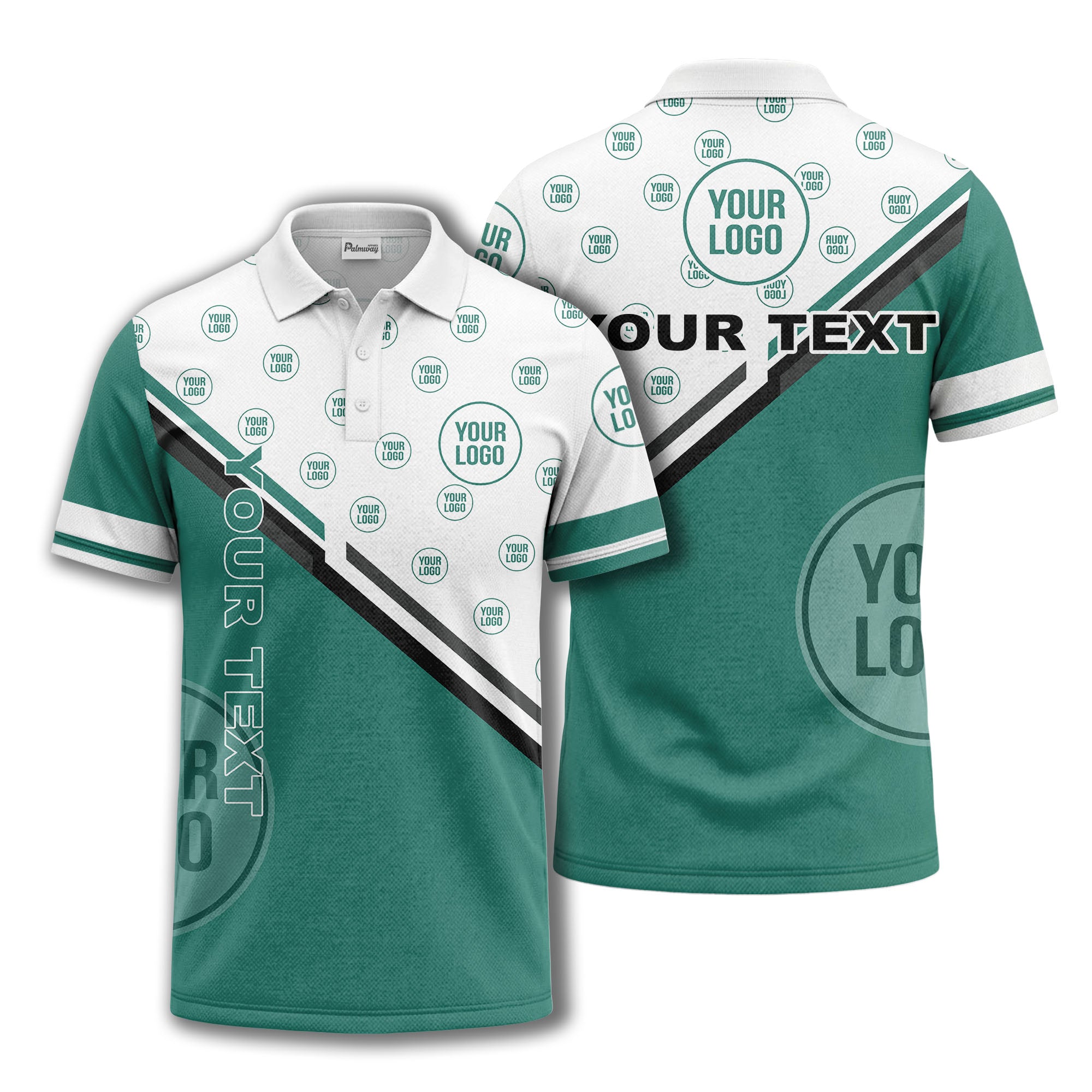 logo repeat diagonal stripe customizable polo shirt for teams