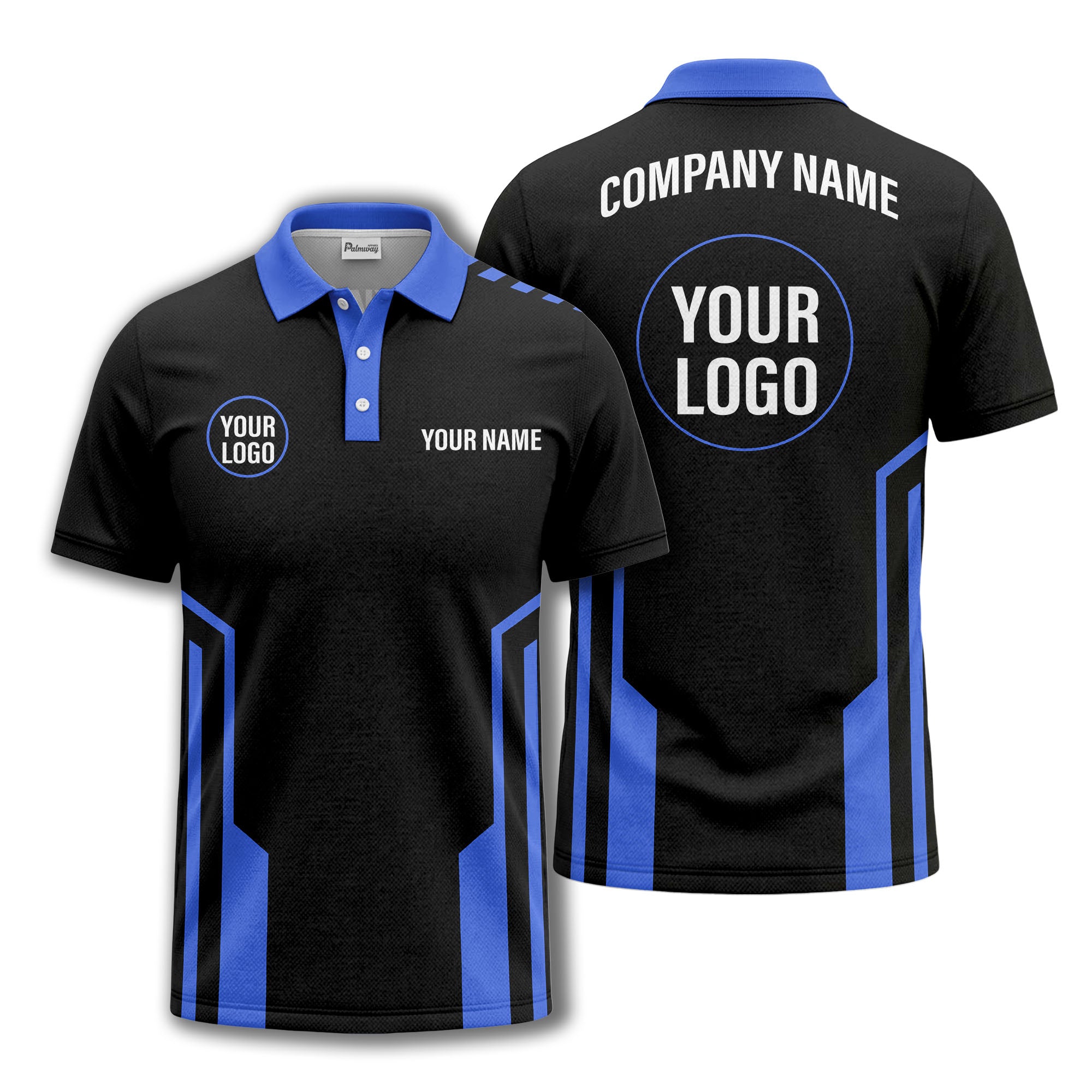 modern black white geometric stripes custom logo polo shirt