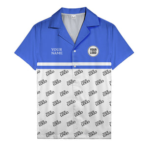 monochrome custom logo repeat hawaiian shirt for men