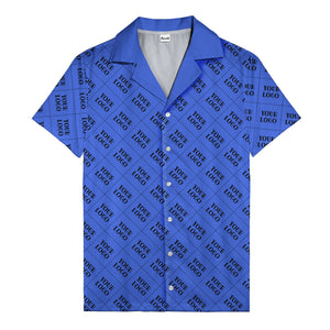 monochrome diamond grid custom logo repeat hawaiian shirt for men