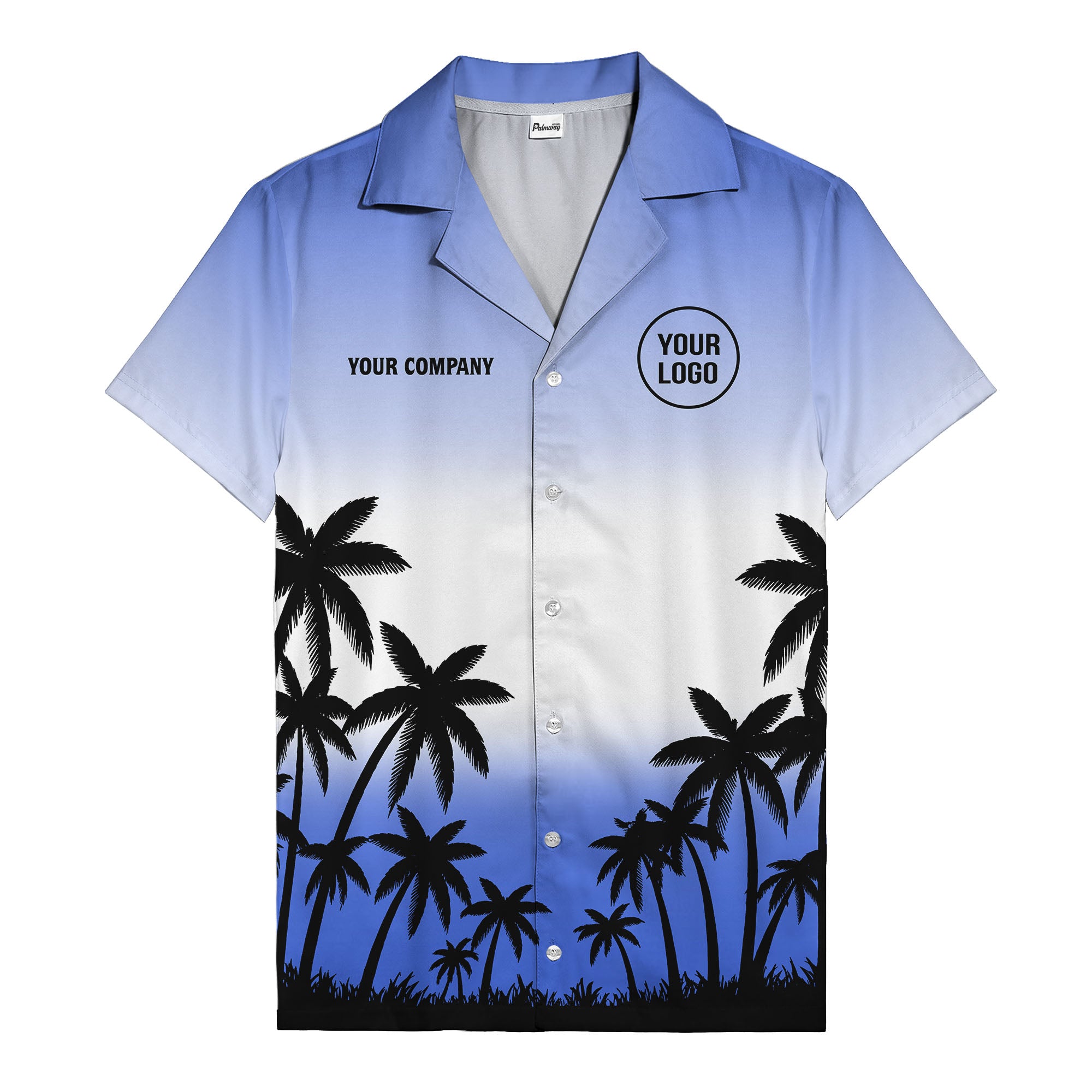 monochrome palm tree gradient silhouette hawaiian shirt for men