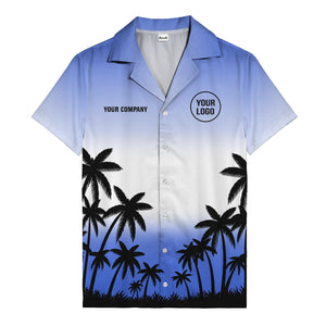 monochrome palm tree gradient silhouette hawaiian shirt for men