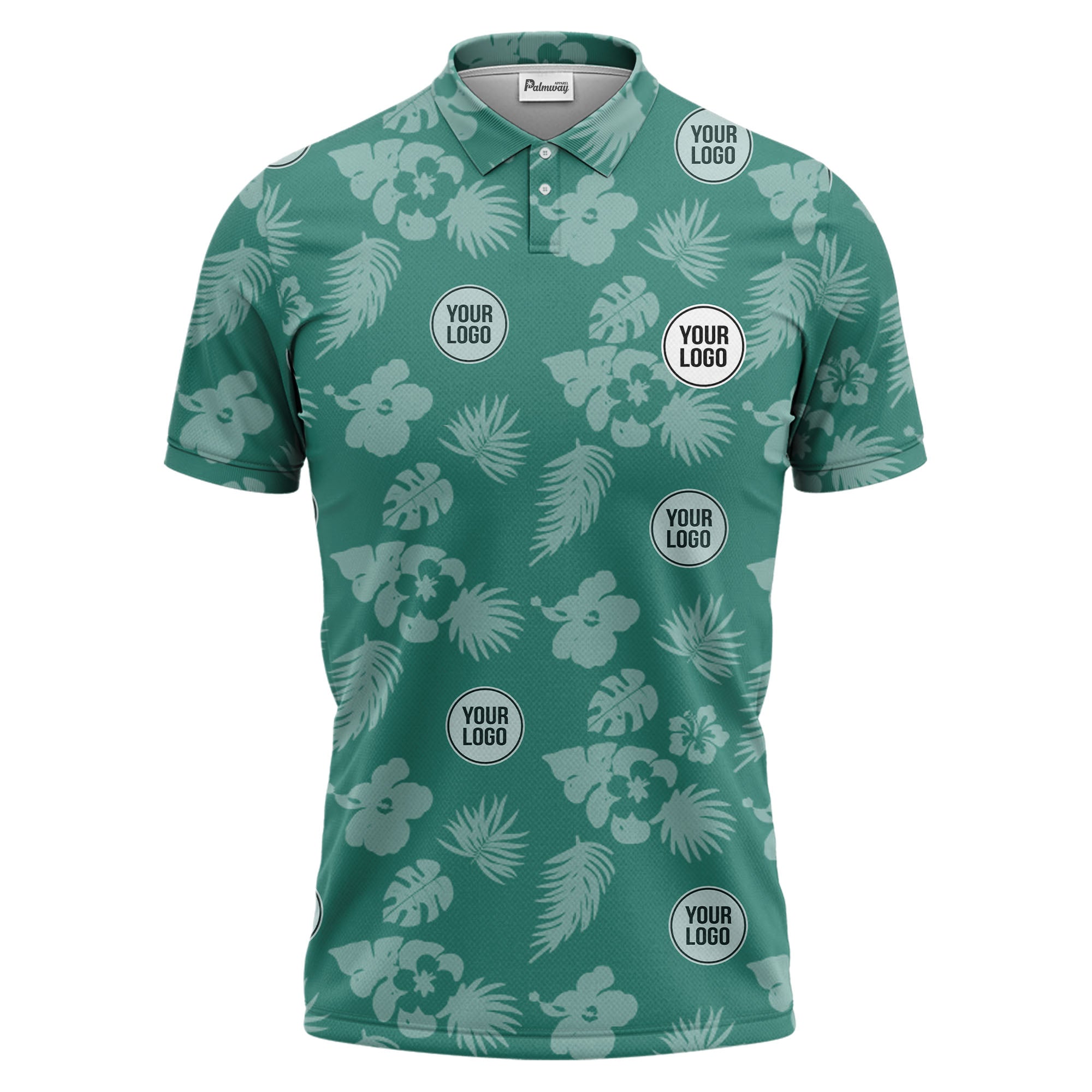 illustrated monochrome tropical flowers and leaves polo shirt for men