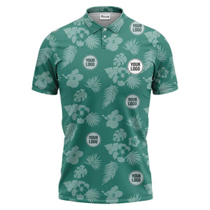illustrated monochrome tropical flowers and leaves polo shirt for men