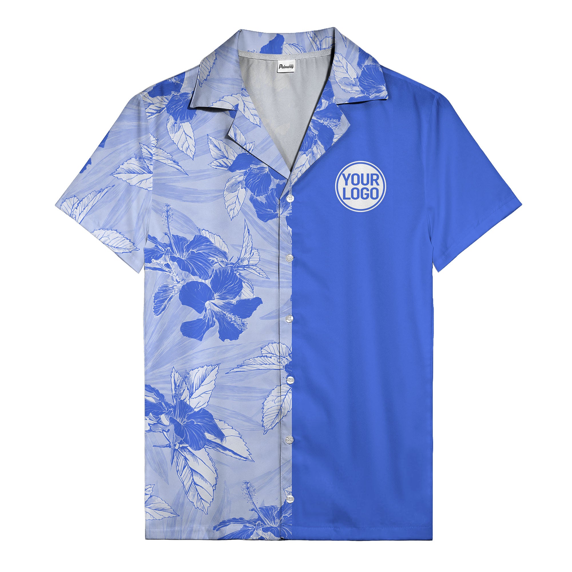 monochrome watercolor hibiscus and leaf repeat hawaiian shirt