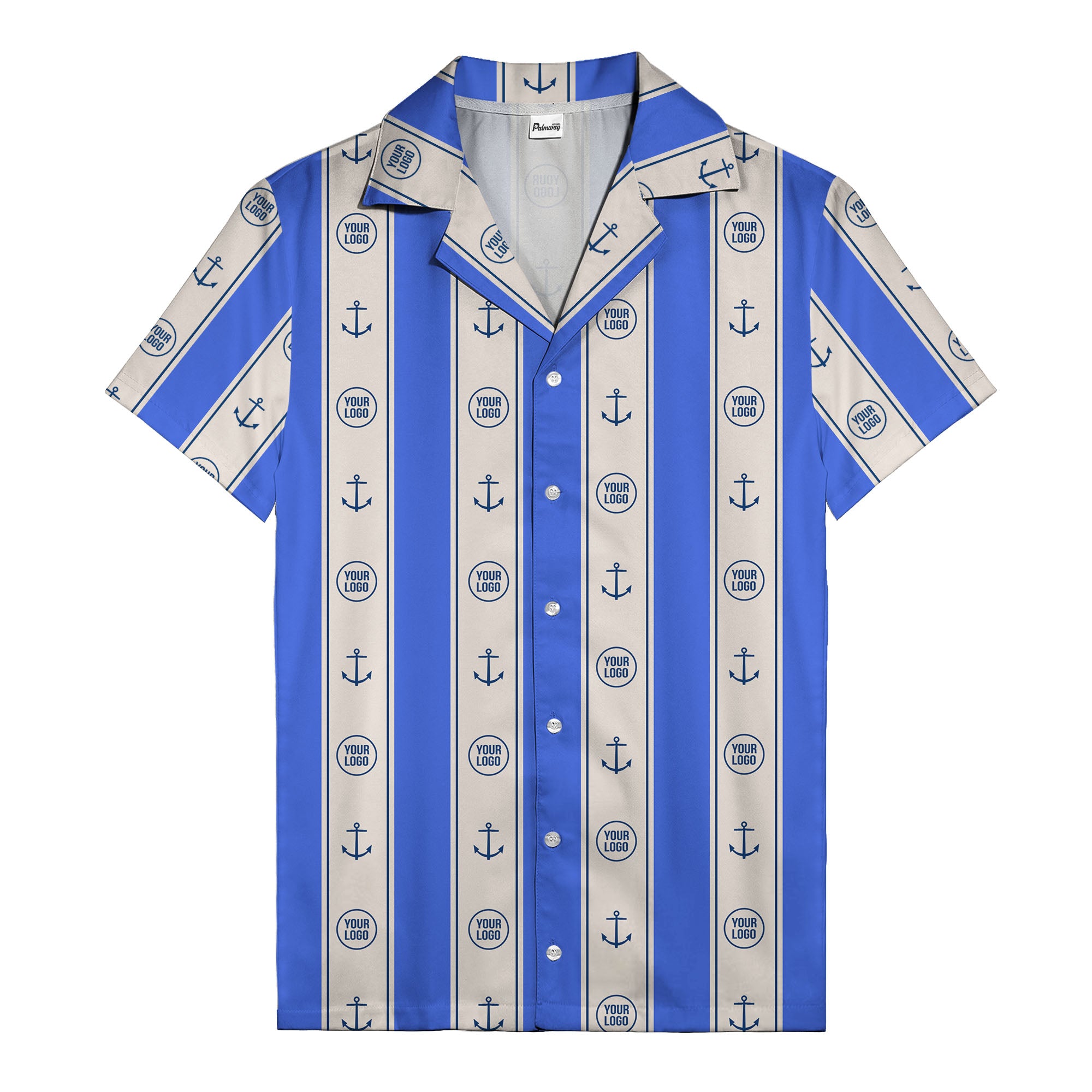 nautical anchors & custom logo repeat hawaiian shirt for men