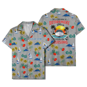 palm trees sailboats hibiscus island paradise hawaiian shirt