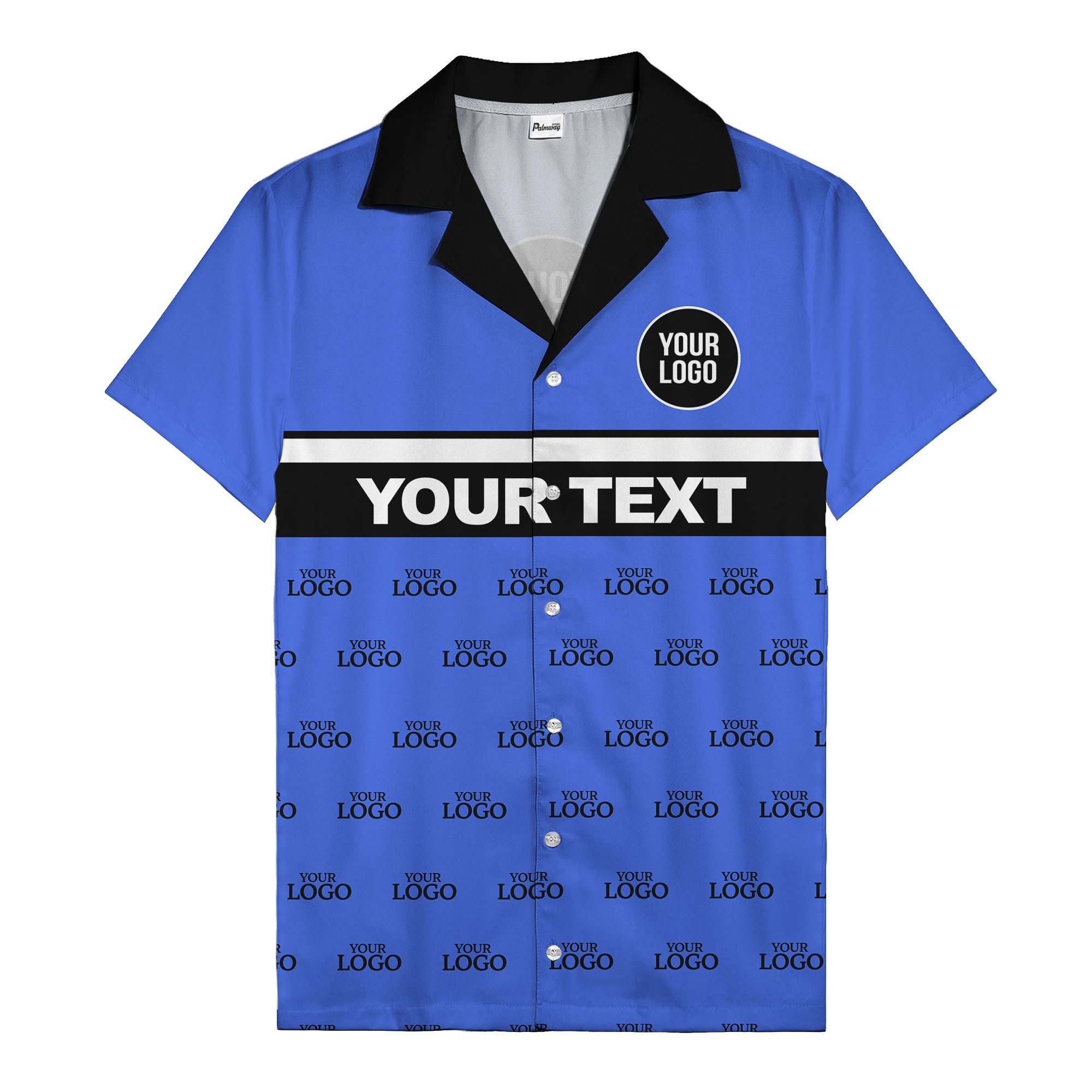 personalized logo & text striped hawaiian shirt for teams