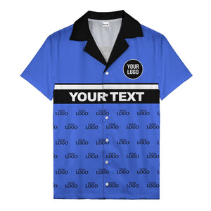 personalized logo & text striped hawaiian shirt for teams
