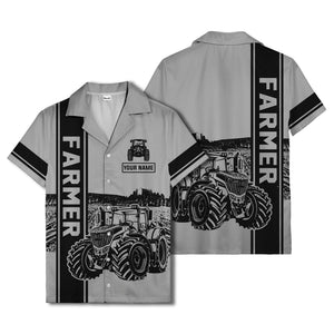 realistic tractor farm landscape farmer hawaiian shirt
