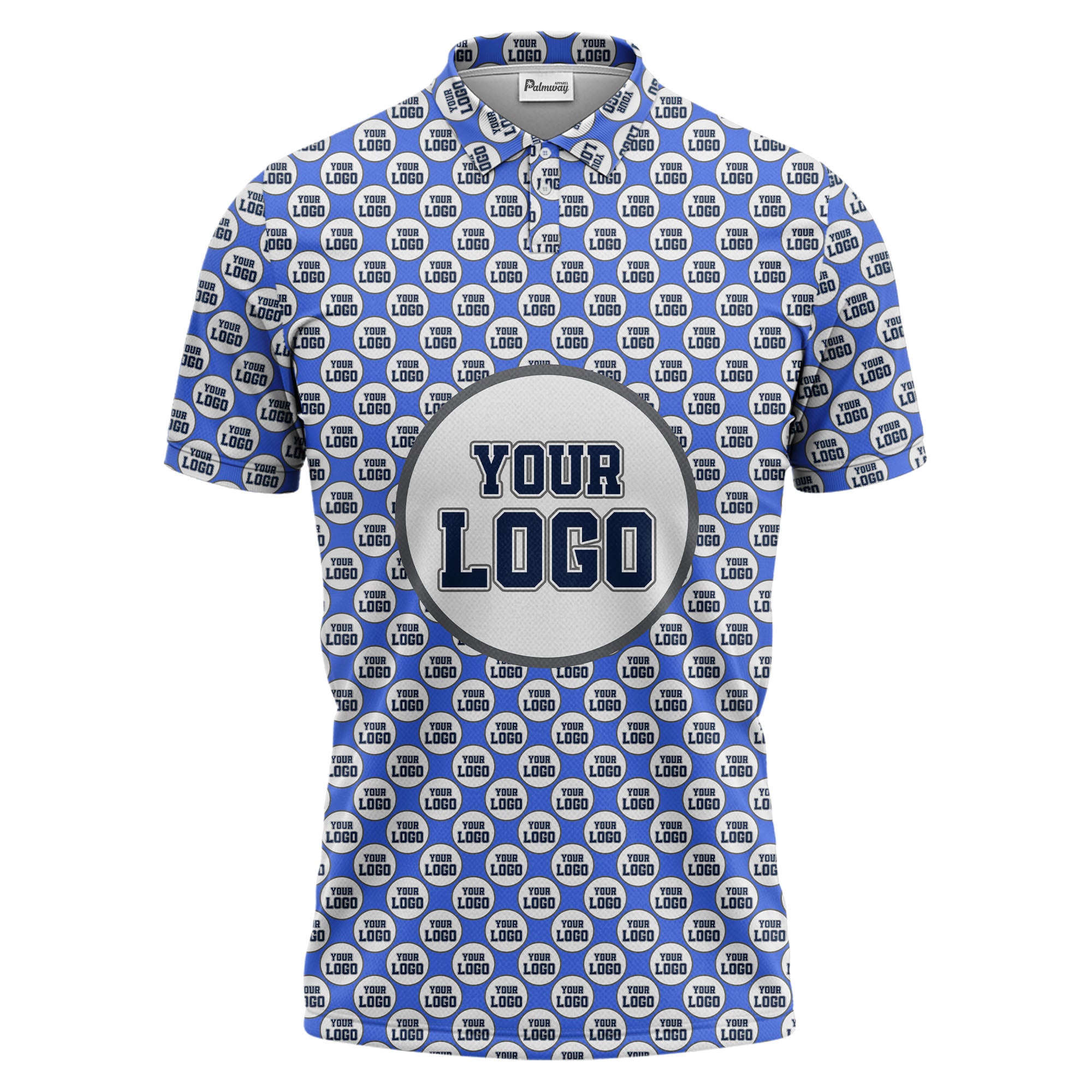 Repeating Personalized Logo Polo Shirt With Custom Text & Illustrated Icons