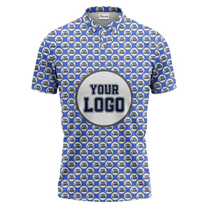 Repeating Personalized Logo Polo Shirt With Custom Text & Illustrated Icons
