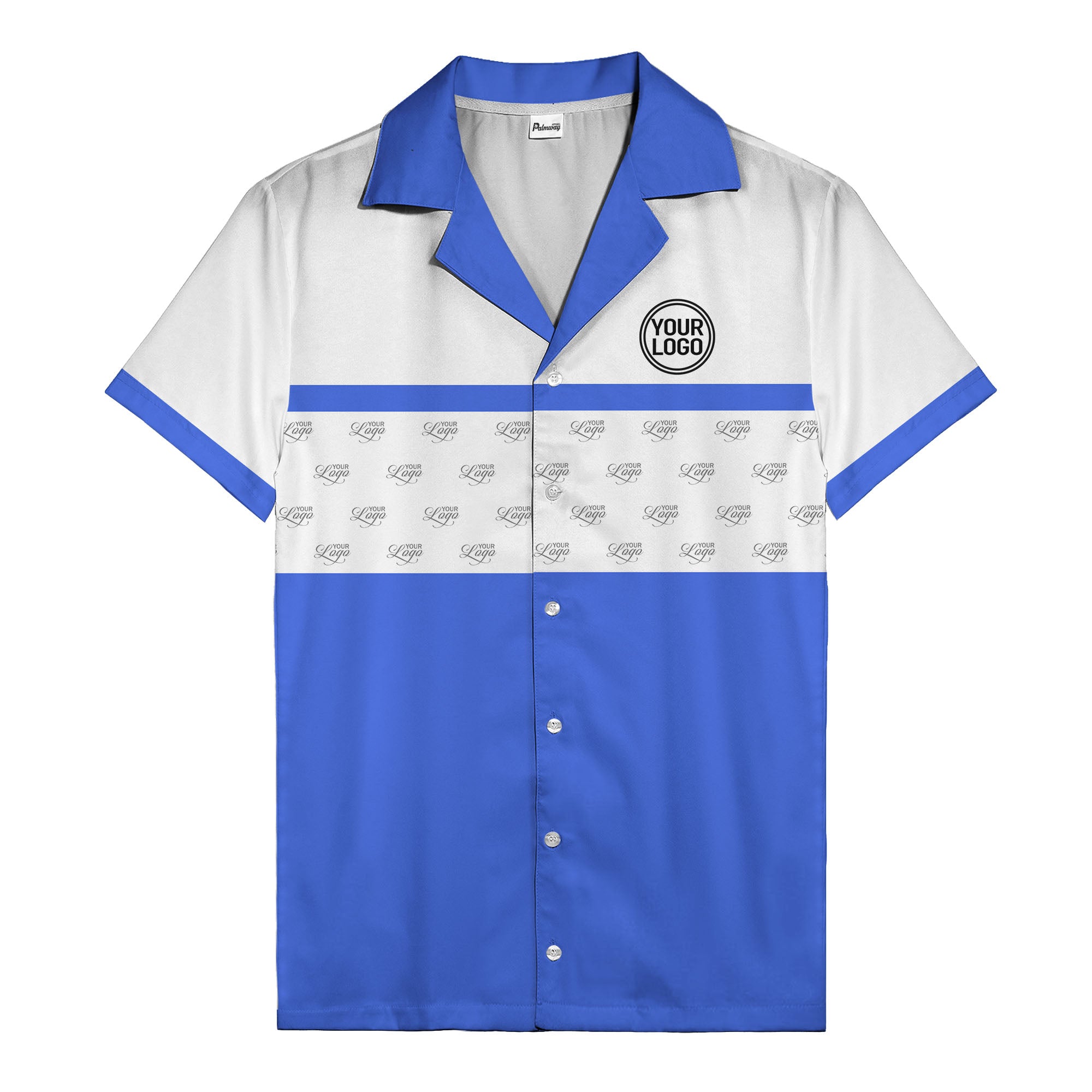retro bowling custom logo repeat hawaiian shirt for men