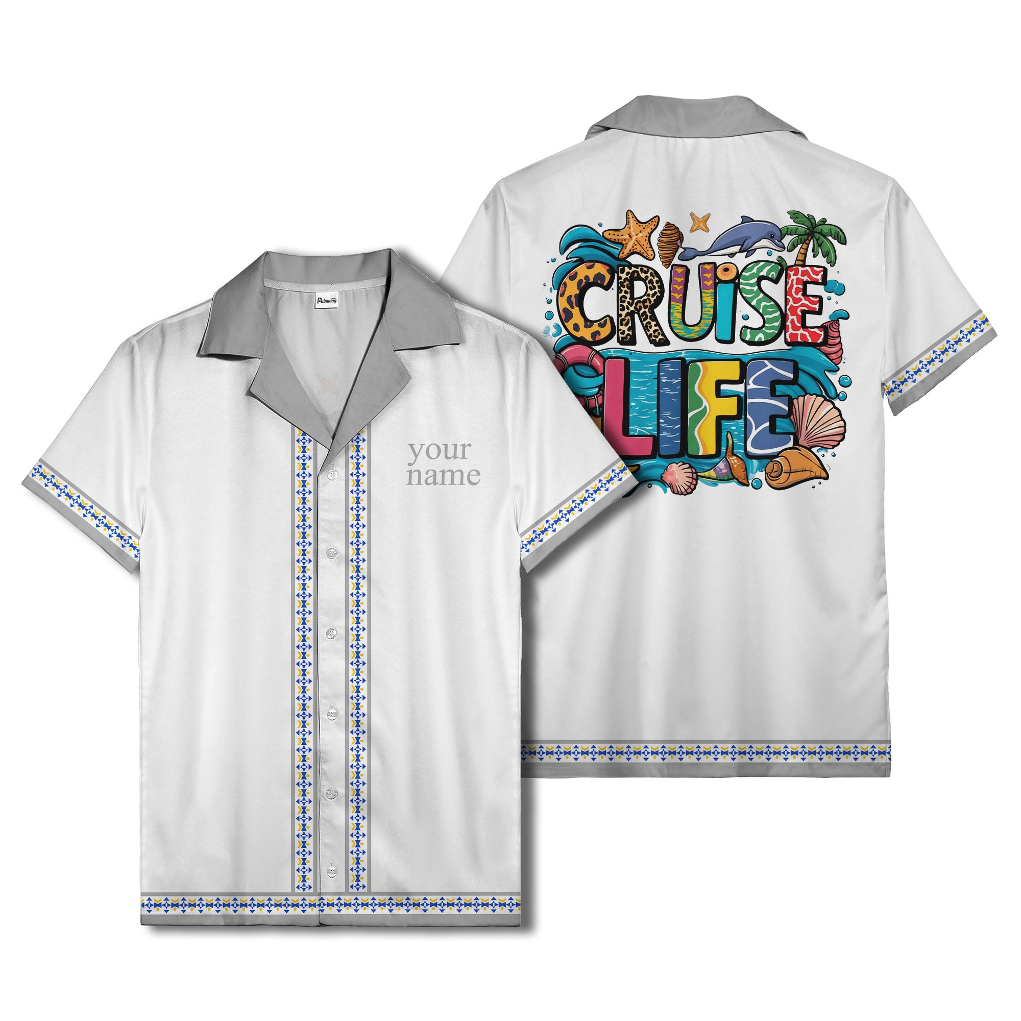retro bowling diamond geometric personalized hawaiian shirt for men