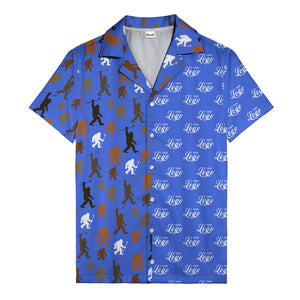 sasquatch golfers swinging clubs cartoon black hawaiian shirt for men