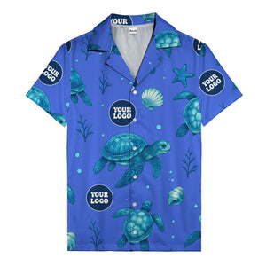 sea turtles & coral seashells aloha navy hawaiian shirt