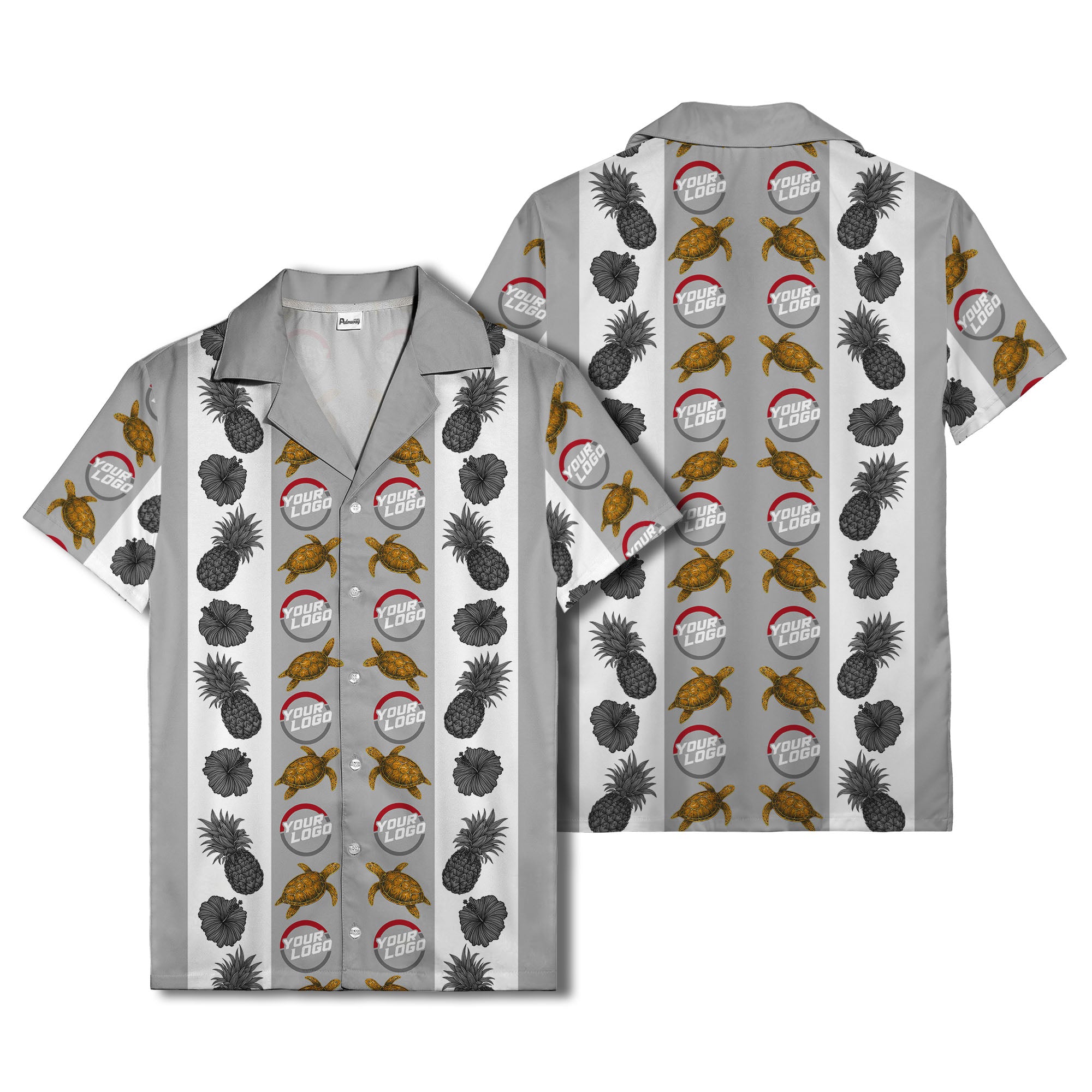 sea turtles & pineapple hibiscus striped hawaiian shirt
