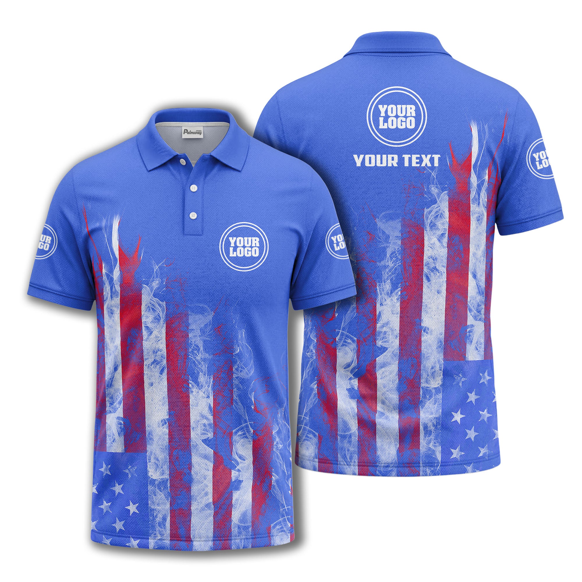 smoky american flag stars & stripes patriotic bold golf polo shirt