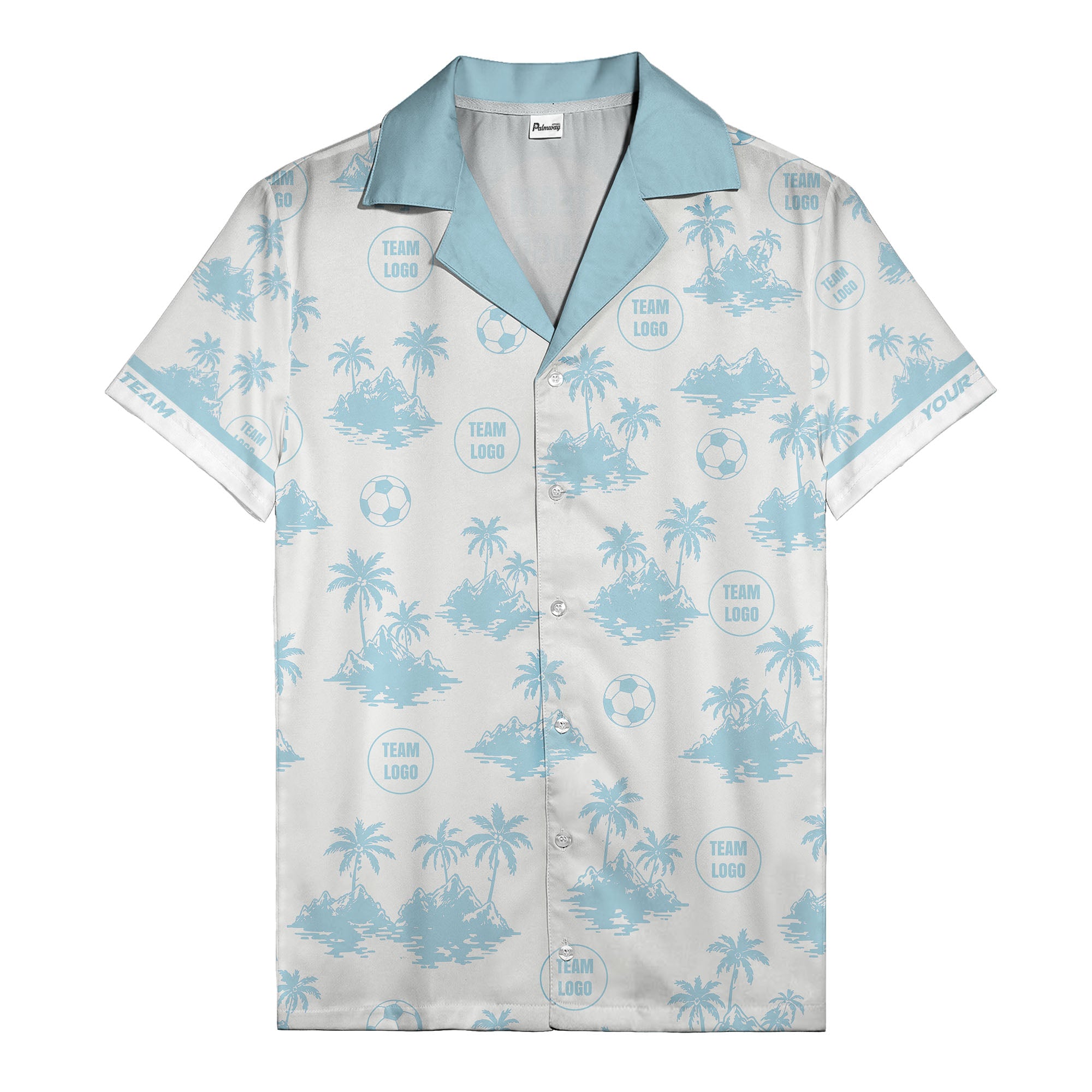 soccer balls & palm trees island repeat black white hawaiian shirt