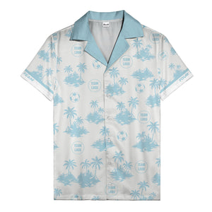 soccer balls & palm trees island repeat black white hawaiian shirt