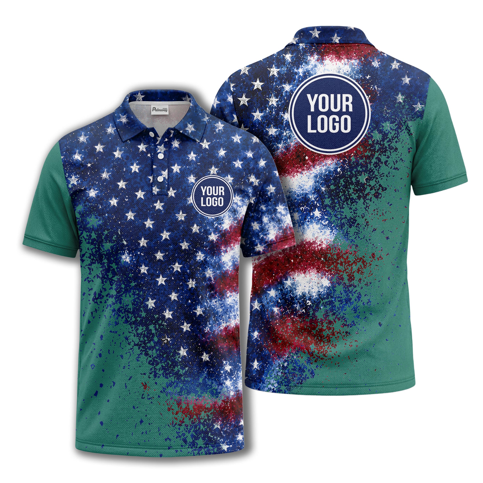 stars & stripes american flag all over print polo shirt