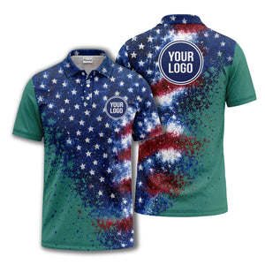 stars & stripes american flag all over print polo shirt