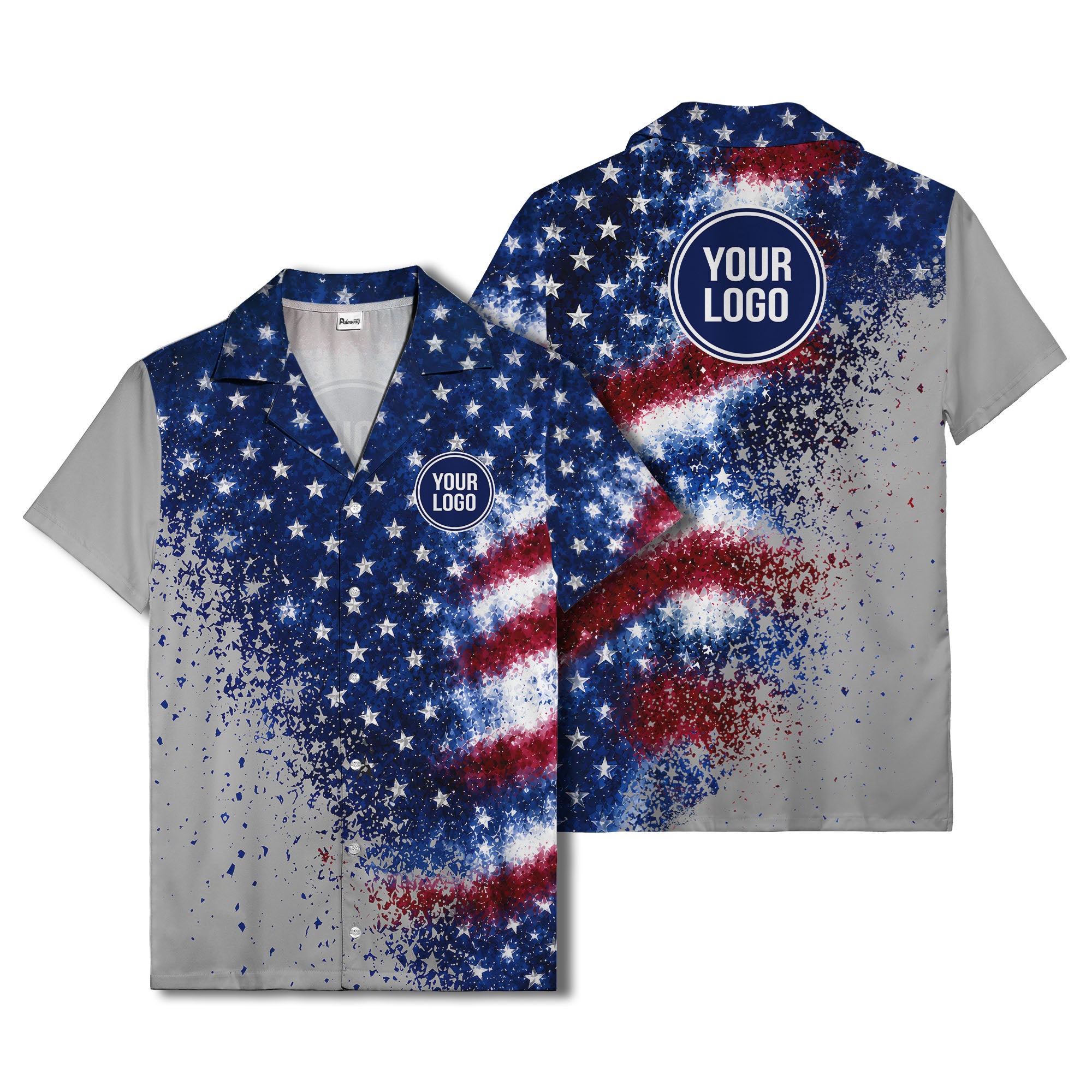 stars & stripes watercolor splash patriotic hawaiian shirt