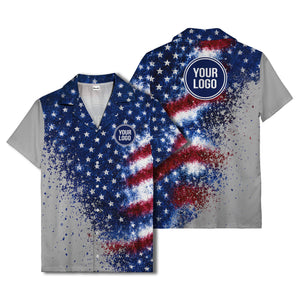 stars & stripes watercolor splash patriotic hawaiian shirt