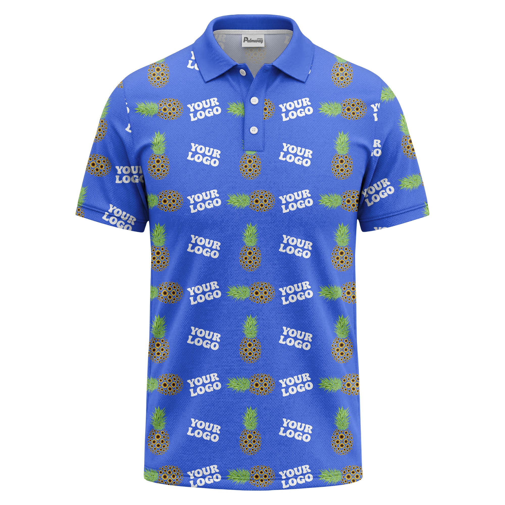 sunflower pineapple repeat custom logo polo shirt for beach days