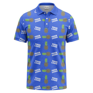 sunflower pineapple repeat custom logo polo shirt for beach days