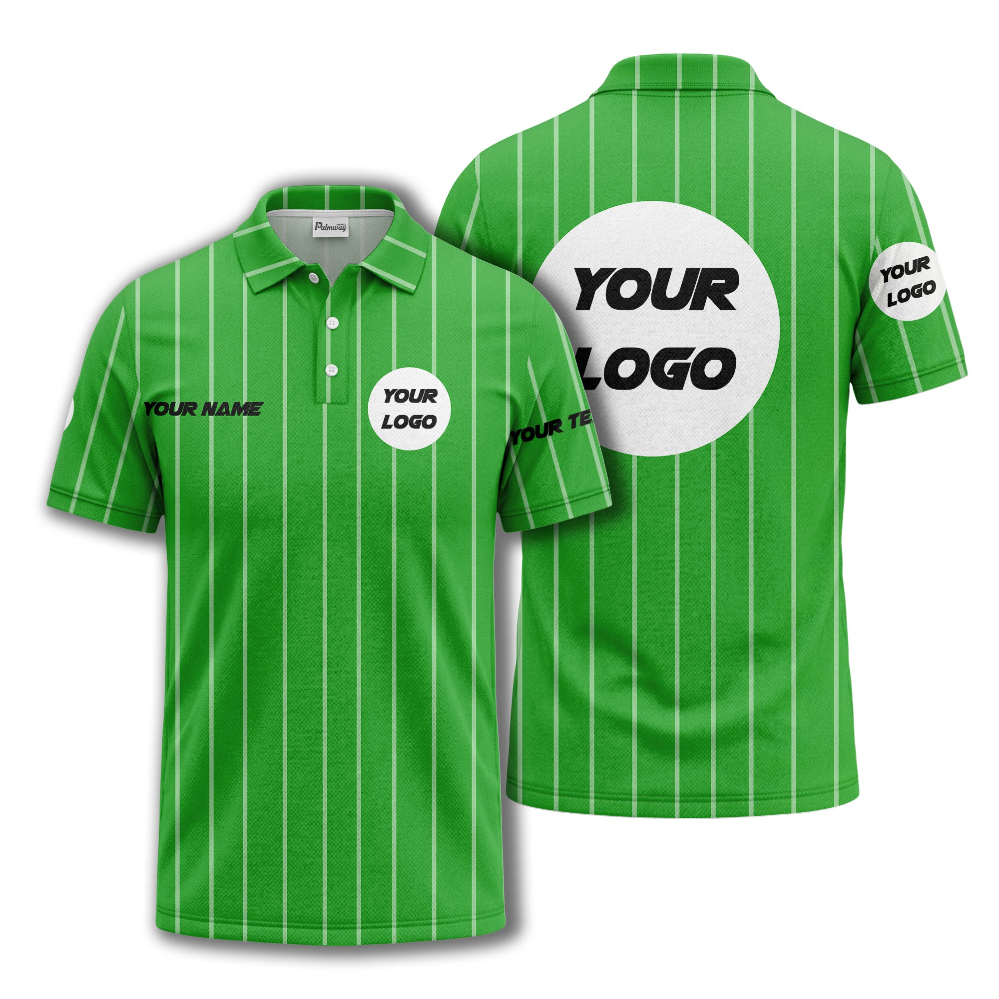 vertical pinstripe custom logo personalized text polo shirt