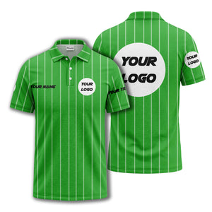 vertical pinstripe custom logo personalized text polo shirt