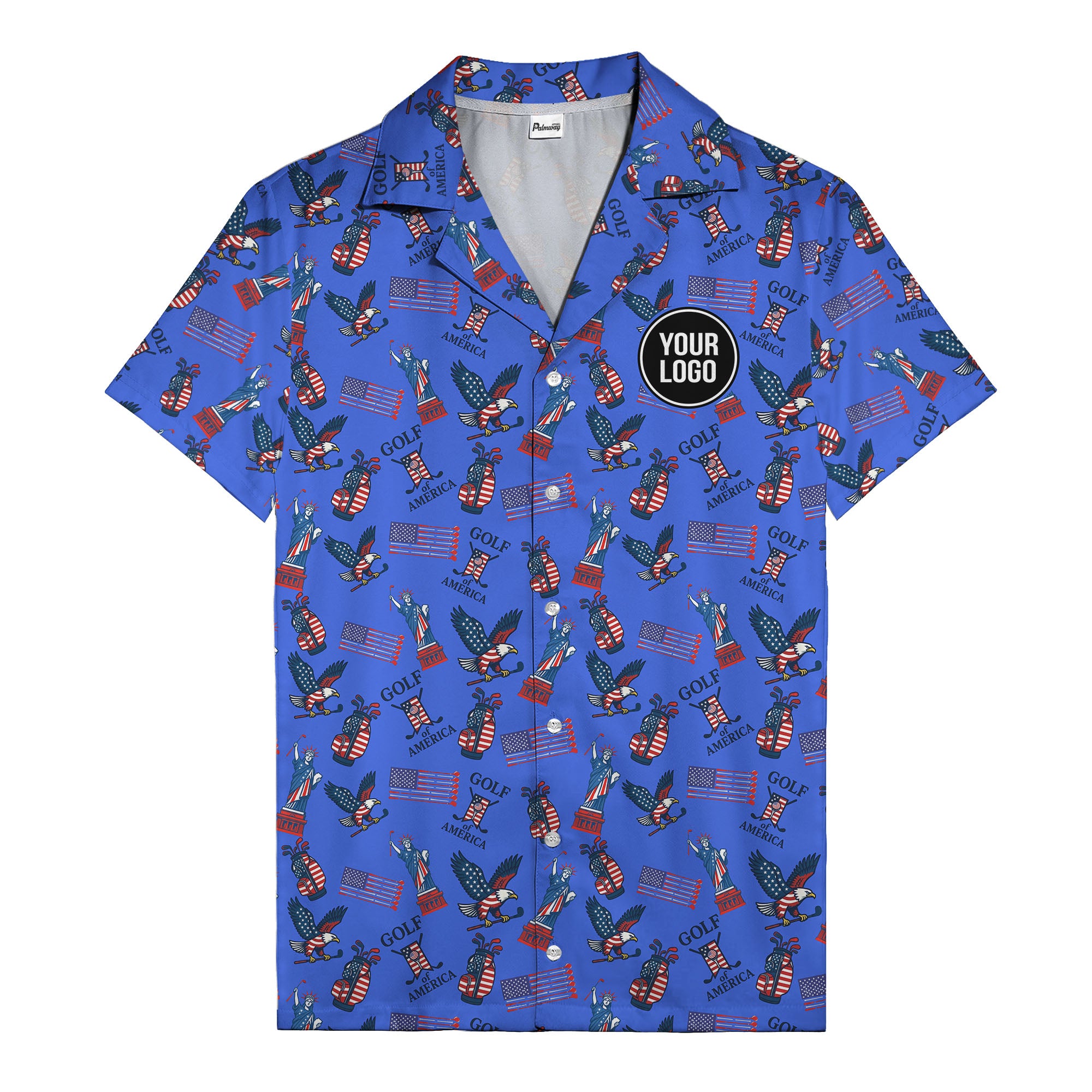 vintage 50s bald eagles & statue of liberty golf hawaiian shirt