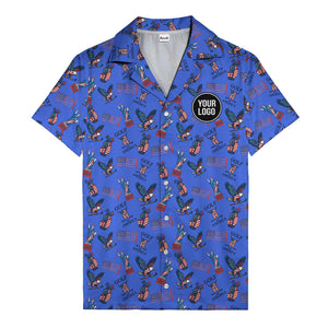 vintage 50s bald eagles & statue of liberty golf hawaiian shirt